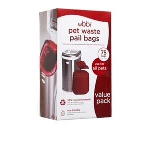 NEW - Ubbi Pet Waste Unscented Litter Pail Bags, Red, 75 Count